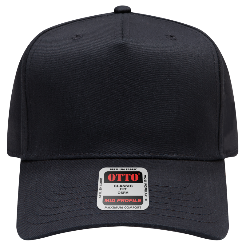12 Cap Embroidered Bundle- Otto 5 Panel Baseball Cap White w/ Black Brim