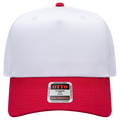 Otto 5 Panel Baseball Cap White w/ Red Brim