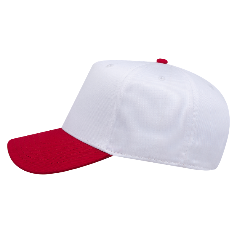 Otto 5 Panel Baseball Cap White w/ Red Brim