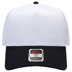 Otto 5 Panel Baseball Cap White w/ Black Brim