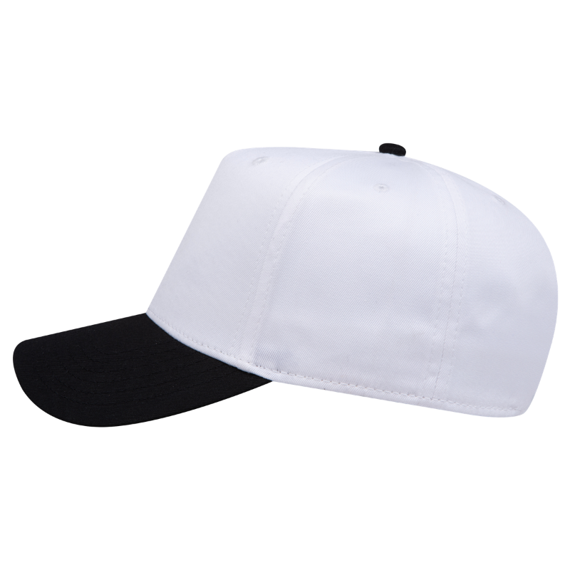 Otto 5 Panel Baseball Cap White w/ Black Brim