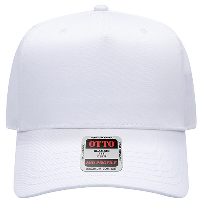 Otto 5 Panel Baseball White Cap