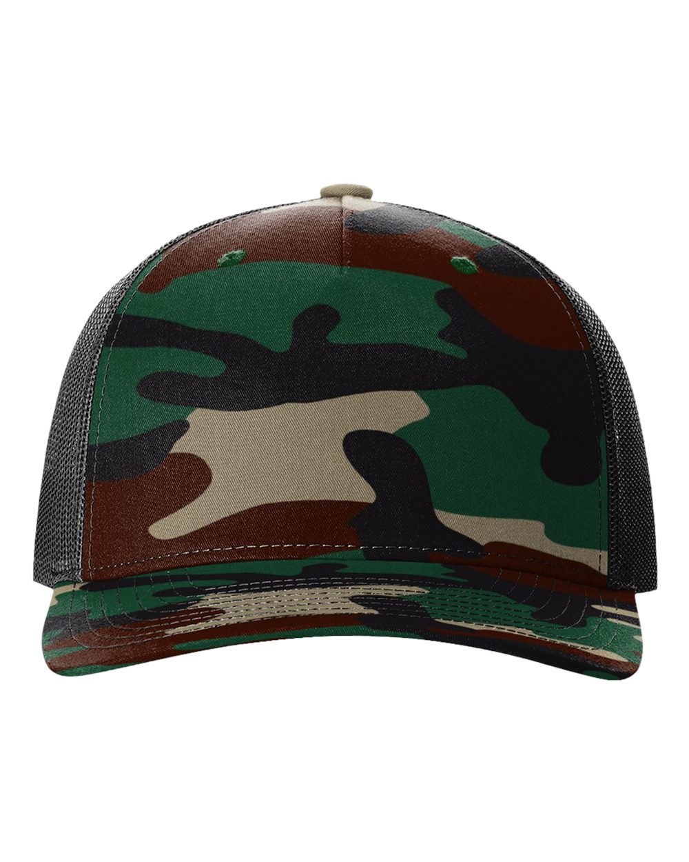 Richardson 112 PFP Green Camo / Black Trucker Cap – High Profile