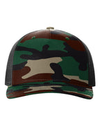 Richardson 112 PFP Green Camo / Black Trucker Cap – High Profile