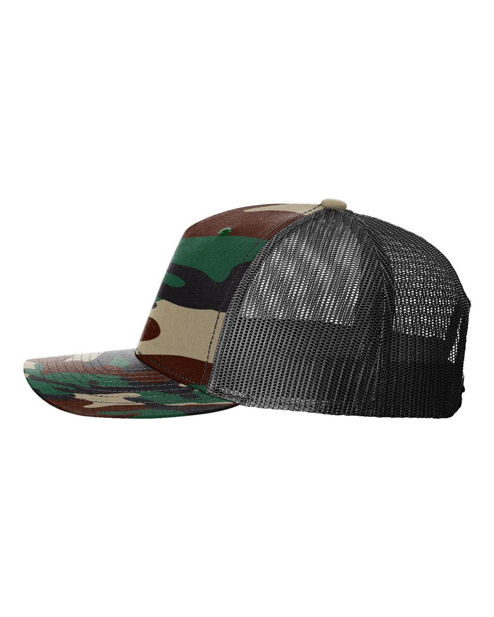 Richardson 112 PFP Green Camo / Black Trucker Cap – High Profile